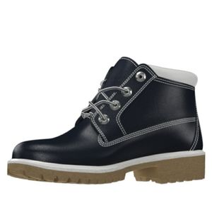 Timberlands navy blue & white lug sole ankle boots